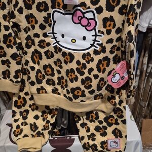 Hello Kitty Leopard Print Sweatshirt and Pants Set